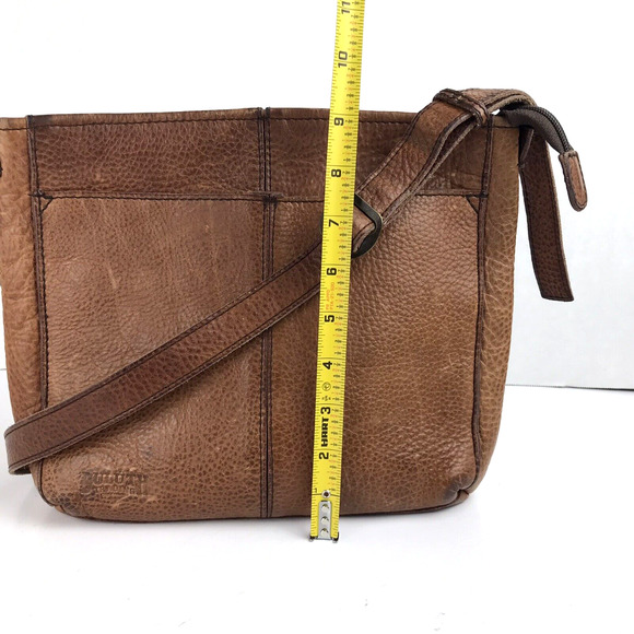 Duluth Trading Co Brown Pebbled Leather Crossbody Bag Purse Front Pockets Boho - Picture 15 of 16